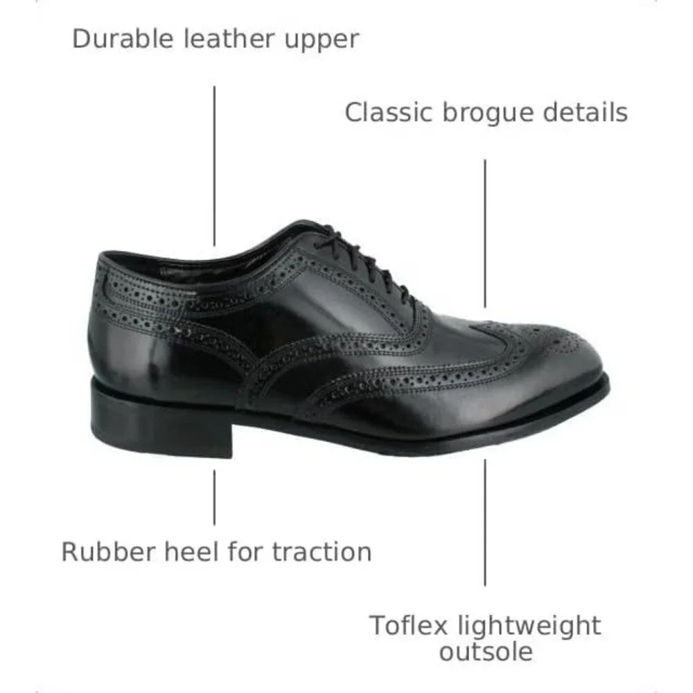 Florsheim Lexington Men's Black Wing-Tip Leather Oxford Shoes Size 9.5D